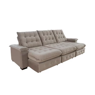 Sofá Coliseu Retrátil e Reclinável  2,90m Super Pillow - Avelã