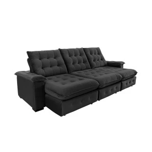 Sofá Retrátil e Reclinável  2,90m  Coliseu Super Pillow - Preto