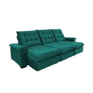 Sofá Retrátil e Reclinável 2,90m  Coliseu Super Pillow - Verde