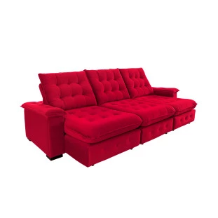 Sofá Retrátil e Reclinável  2,90m Coliseu  Super Pillow - Vermelho