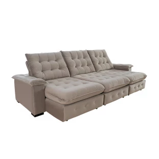 Sofá Coliseu 3,10m Retrátil e Reclinável Super Pillow - Avelã
