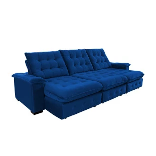 Sofá Coliseu 3,10m Retrátil e Reclinável Super Pillow - Azul