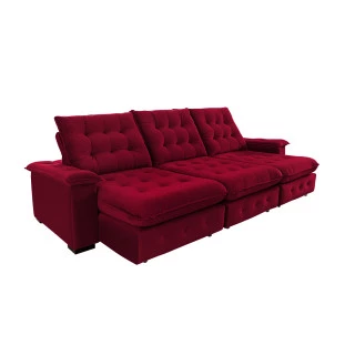 Sofá Coliseu 3,10m Retrátil e Reclinável Super Pillow - Vinho