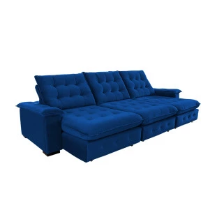 Sofá Coliseu 3,40m Retrátil e Reclinável Super Pillow - Azul