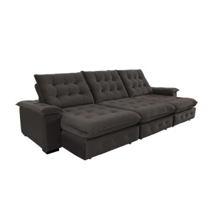 Sofá Coliseu 3,40m Retrátil e Reclinável Super Pillow - Marrom