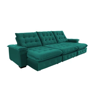 Sofá Coliseu 3,40m Retrátil e Reclinável Super Pillow - Verde