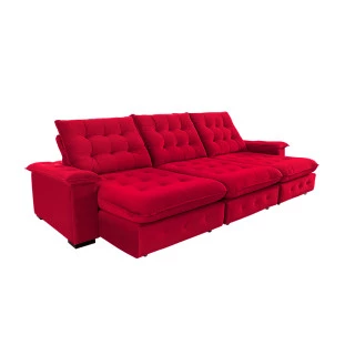 Sofá Coliseu 3,40m Retrátil e Reclinável Super Pillow - Vermelho