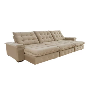 Sofá Coliseu 3,70m Retrátil e Reclinável Super Pillow - Bege