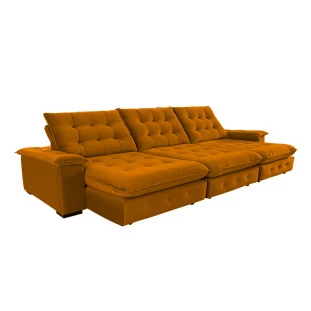 Sofá Coliseu 3,70m Retrátil e Reclinável Super Pillow - Terra