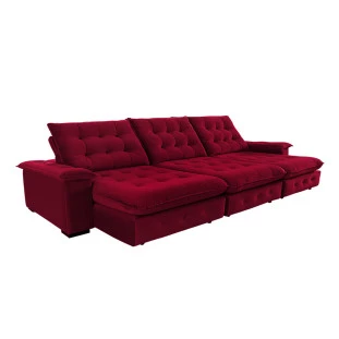 Sofá Coliseu 3,70m Retrátil e Reclinável Super Pillow - Vinho
