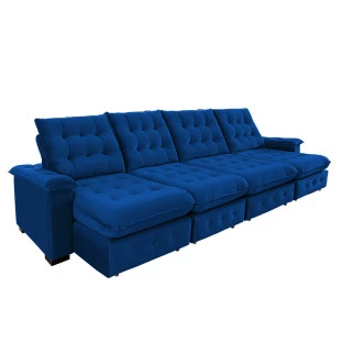Sofá Coliseu 4,00m Retrátil e Reclinável Super Pillow - Azul