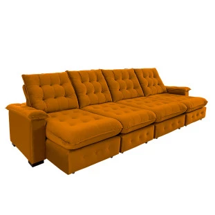 Sofá Coliseu 4,00m Retrátil e Reclinável Super Pillow - Terra