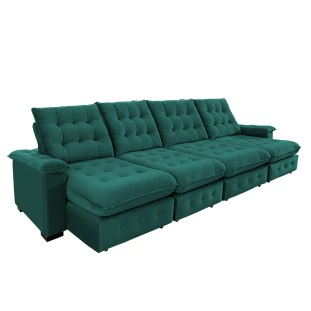 Sofá Coliseu 4,00m Retrátil e Reclinável Super Pillow - Verde