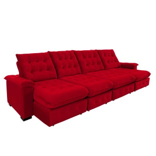 Sofá Coliseu 4,00m Retrátil e Reclinável Super Pillow - Vermelho