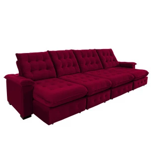 Sofá Coliseu 4,00m Retrátil e Reclinável Super Pillow - Vinho