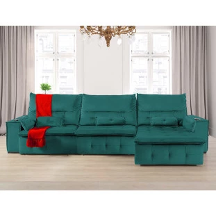 Sofá Fusion 3,30m Elétrico com USB e Vibro Massagem - Verde