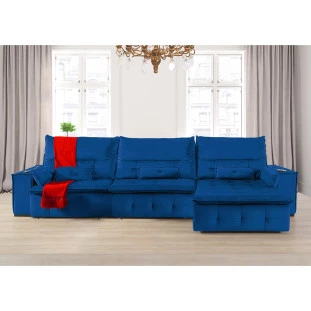 Sofá Fusion 3,60m Elétrico com USB e Vibro Massagem - Azul
