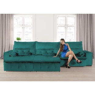 Sofá Fusion 3,60m Elétrico com USB e Vibro Massagem - Verde