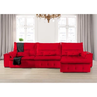 Sofá Fusion 3,60m Elétrico com USB e Vibro Massagem - Vermelho