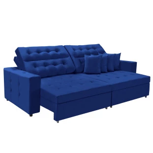 Sofá Texas 2,10m Retrátil e Reclinável - Azul