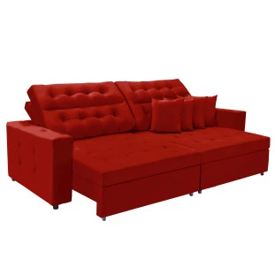 Sofá Texas 2,60m Retrátil e Reclinável - Vermelho