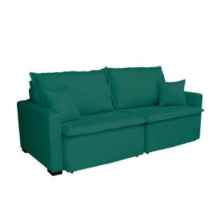 Sofá Cama Tóquio Com Almofadas Soltas 2,50m-verde