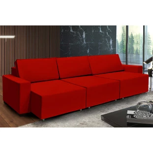 Sofá Dallas 4,00m Retrátil - Vermelho